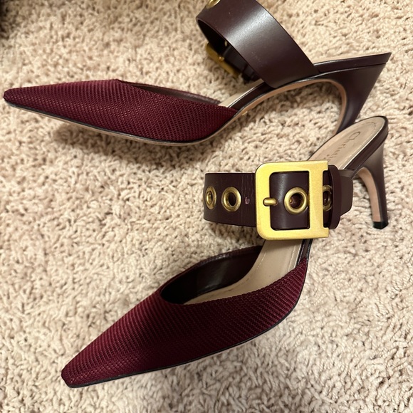 Authentic Dior burgundy technical fabric and leather mules heels - Picture 3 of 9